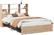 vidaXL tömör fenyőfa könyvespolcos ágy matrac nélkül 150 x 200 cm