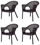 XXL Erős műrattan kerti szék stabil 150 kg terhelhetőséggel - 4 DB N