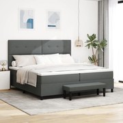 Box Spring Ágy Matraccal és Pad Dark Grey 200x200 cm Szövet