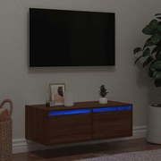TV szekrény LED világítással barna tölgyfa 75x35,5x25 cm