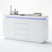 Ocean komód 2 ajtós - 4 fiókos lakkozott MDF LED világítással 150 cm