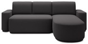 Sötétszürke zsenília kinyitható-tárolóhelyes sarokkanapé (jobb oldali-heverő résszel) Aurumm – ELTAP