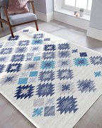 Loomi bézs alapon kék mintás szőnyeg 140x200