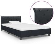 fekete műbőr ágykeret 90 x 200 cm