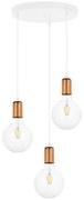 Csillár zsinóron MIROS 3xE27/60W/230V kerek fehér/réz