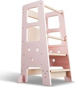 Gyermek tanuló torony biztonságos állítható rózsaszín