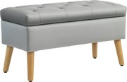 HOMCOM Tároló Pad Puffal, Kárpitozott Ülés, Fedeles Puff, Ágy Pad Bársonyos Megjelenéssel, Előszobába, Hálószobába, Nappaliba, Gumifa 80 x 35 x 40 cm