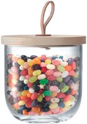 LSA International LSA IVALO tároló, fából készült fedéllel, 15 cm átmérőjű, áttetsző, kézzel készített