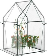 Outsunny Kerti Üvegház Terasz Üvegház 2 Anti-UV Cipzáros Ajtóval Növények és Virágok, Zöldségek Hozzászoktatásához 90x90x145 cm Átlátszó | Aosom