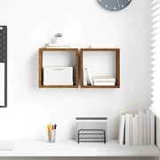 Fali Polcok polcokkal 2 pcs Régi fa 26 x 15 x 26 cm Faanyag