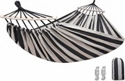 Függőágy ZENVIO COMFORT 200x80 cm, szürke-fehér + ingyenes táska