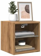 kézműves tölgy színű fali TV-szekrény LED-ekkel 30x28,5x30 cm