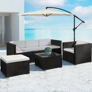 Juskys Punta Cana L kerti rattan szett - fekete/krémszínű párnák