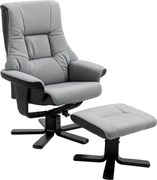 HOMCOM Fotel lábtartóval, Forgatható TV Fotel, Dönthető Funkcióval, Kibővített Fotel Nappaliba, Hálószobába, Mikroszálas Szürke, 78 x 82,5 x 109 cm |