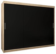 Ruhásszekrény 250 cm Toki (szonoma tölgy + matt fekete). 1064871
