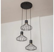 SOLANO kábeles csillár 3xE27/15W/230V fekete/arany