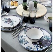 24 részes étkészlet, fehér/kék, kerámia