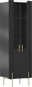 Malmi vitrines szekrény 60 cm - fekete matt / arany lábak