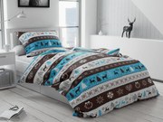 TÉLI RÉNSZARVAS barna pamut ágyneműhuzat Ágyneműhuzat mérete: 70 x 90 cm | 140 x 200 cm