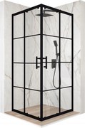 Zuhanykabin 80x80cm tolóajtó fekete Esg üveg 6mm bevonat