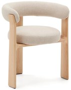 Bézs-natúr színű kőrisfa karfás étkezőfotel Granite – Kave Home