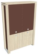 Verno+ S magas szekrény 140 x 46 x 210 cm, kombinált ajtó, akác / barna