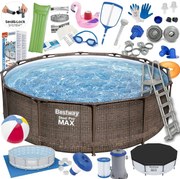 Rattan hatású fémvázas medence szett Pro Max 366x100cm 22in1