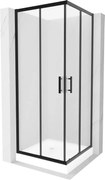 Mexen Rio négyzet alakú zuhanykabin 70 x 70 cm, fagyott, fekete + Rio zuhanytálca, fehér - 860-070-070-70-30-4510