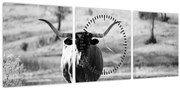 Kép - Tehén, fekete-fehér (órával) (90x30 cm)