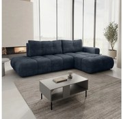 Kihúzható jobbos kárpitozott sarokülőgarnitúra tárolóhellyel, L alakú ALMADA, kék