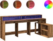 vidaXL antik fa színű szerelt fa íróasztal LED-ekkel 200 x 104 x 91 cm