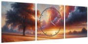 Kép – Naplemente a mezőn (órával) (90x30 cm)