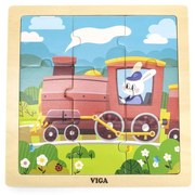 Fa képes kirakó puzzle Viga 9 db Vonat