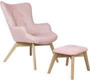 Világos rózsaszín fotel lábtartóval Niko – Ropez