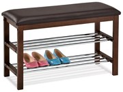 83168-06 Modern Cipőtároló Polc és Zsámoly Barna Színben. Teherbírása 90 kg.