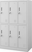 IGOREK iskolai BHP öltözőszekrény, 6 ajtós, 900 x 1500 x 450 mm, szürke