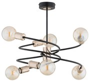 Csillár rúdon DISCO 6xE27/60W/230V fekete/arany