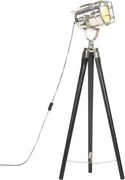 vidaXL fekete háromlábú tömör mangófa állólámpa 97 cm