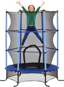 HOMCOM Gyermek Trambulin Ø163 cm, Trambulin Biztonsági Hálóval, Szegélyvédővel, Kerti Trambulin 3-10 Éves Gyermekeknek, 50 kg-ig Terhelhető, Kék | Aos
