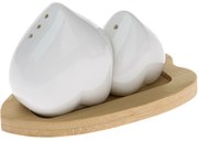 Porcelán só- és borsszóró tálca alátéttel Szív