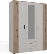 Aldabra Ava 150 gardróbszekrény, 150 cm, tükörrel, 2 fiók, bordázott front, tölgy - kasmír