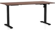 Állítható magasságú asztal OfficeTech A, 160 x 80 cm, fekete alap, dió