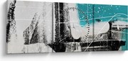 Kép - Türkiz absztrakció (órával) (90x30 cm)