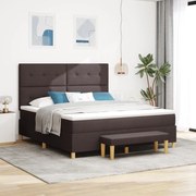 Boxspring Ágy Mattal és Pad Dark Brown 180x200 cm Szövet