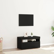 LED-es tévékabinet, fekete tölgy, 75x35x40 cm, összeszerelve, fa