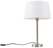 Modern asztali lámpa acélból fehér árnyékolóval 32 cm - Simplo