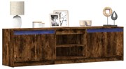 füstös tölgy színű szerelt fa LED-es TV-szekrény 180x34x50 cm