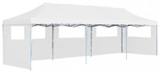 fehér összecsukható rendezvénysátor 5 oldalfallal 3 x 9 m