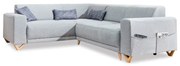 Világosszürke kinyitható-tárolóhelyes sarokkanapé (bal oldali-L alakú) Classy Sophie – Miuform
