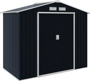 Outsunny kertiszerszám-tároló 2,42 m², kertiház ferde tetővel, tolóajtó, alap, 213 x 130 x 185 cm, horganyzott acélból készült, időjárásálló, kerthez,